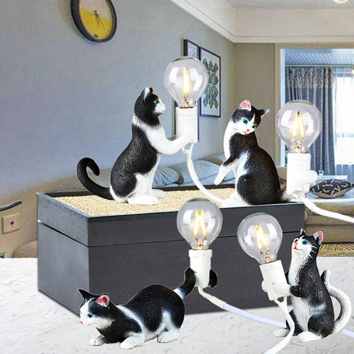 Unique Cat Table Lamp Resin Animal Cat Table LED LampDesk Etsy