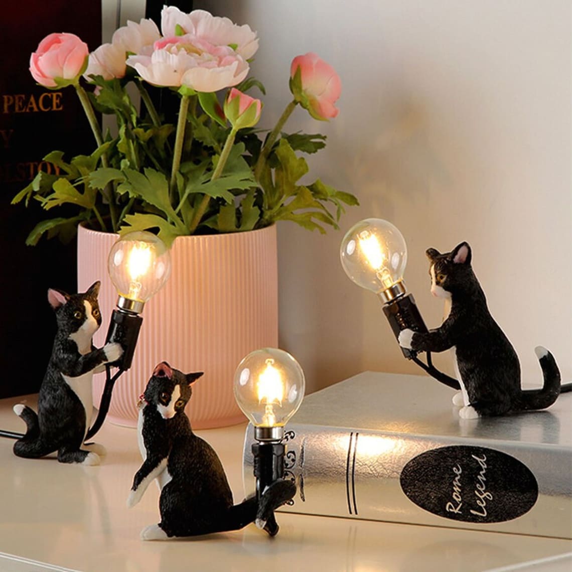 Unique Cat Table Lamp Resin Animal Cat Table LED LampDesk Etsy