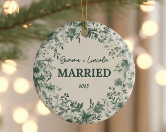 Our First Christmas Married, Wedding Couple With Hearts Personalized Custom Acrylic Ornament Christmas Gift Cpl917 Aco