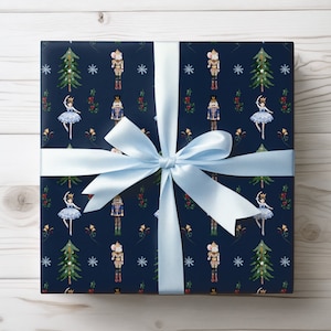 Carta da regalo Schiaccianoci, Carta da regalo per le feste, Elegante carta da regalo natalizia, Rotolo di carta da regalo natalizia