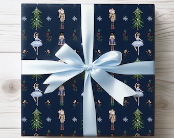 Nutcracker Wrapping Paper, Holiday Gift Wrap, Elegant Christmas Gift Wrap, Christmas Wrapping Paper Roll