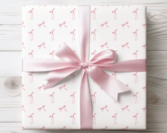 Coquette Charm Pink Bow Wrapping Paper - Preppy Soft Girl Style for Birthdays and Celebrations, luxury wrapping paper,