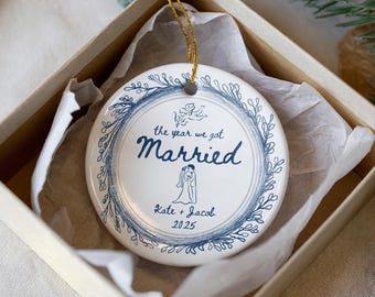 Personalized Wedding Ornament 2025, The Year We Got Married Ornament, Custom Couple Names Christmas Ornament, Newlywed Holiday Gift Keepsake