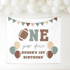 Decoración de cumpleaños para primer down, pancarta de fútbol para niño de primer cumpleaños, letrero personalizado para niño de cumpleaños, accesorio para fotos, fondo para fotos
