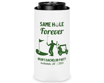 Golf Bachelor Can Cooler, Same Hole Forever Bachelor Party Favors, Custom Can Coolers, Bachelor Decor
