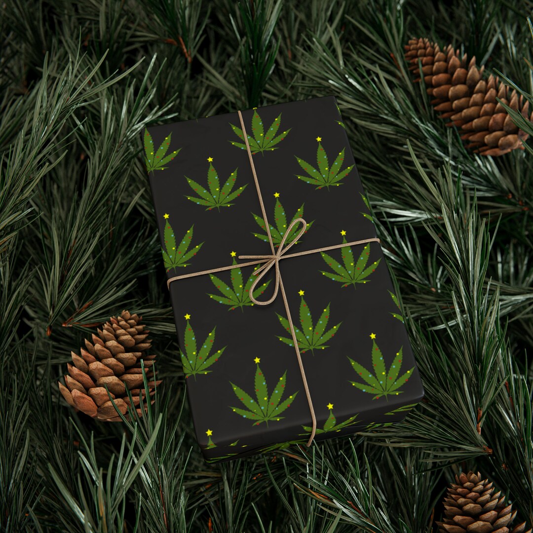 Christmas Marijuana Wrapping Paper, Marijuana Christmas Tree Gift Wrap ...