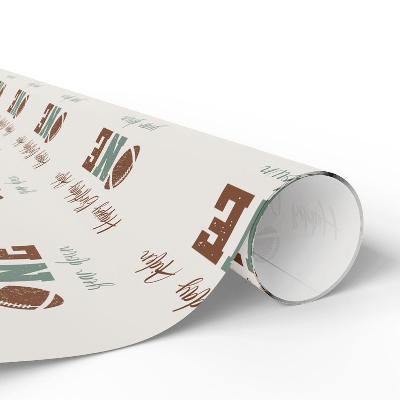 Inpakpapier First Down Verjaardag, Cadeaupapier First Year Down Gepersonaliseerde 1e verjaardag jongens afbeelding 2