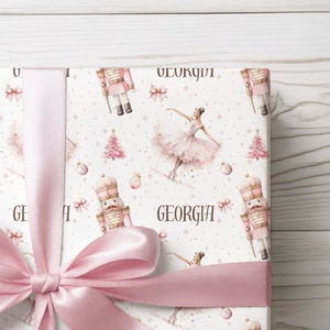 Rotolo di carta da regalo rosa Schiaccianoci, carta da regalo natalizia personalizzata