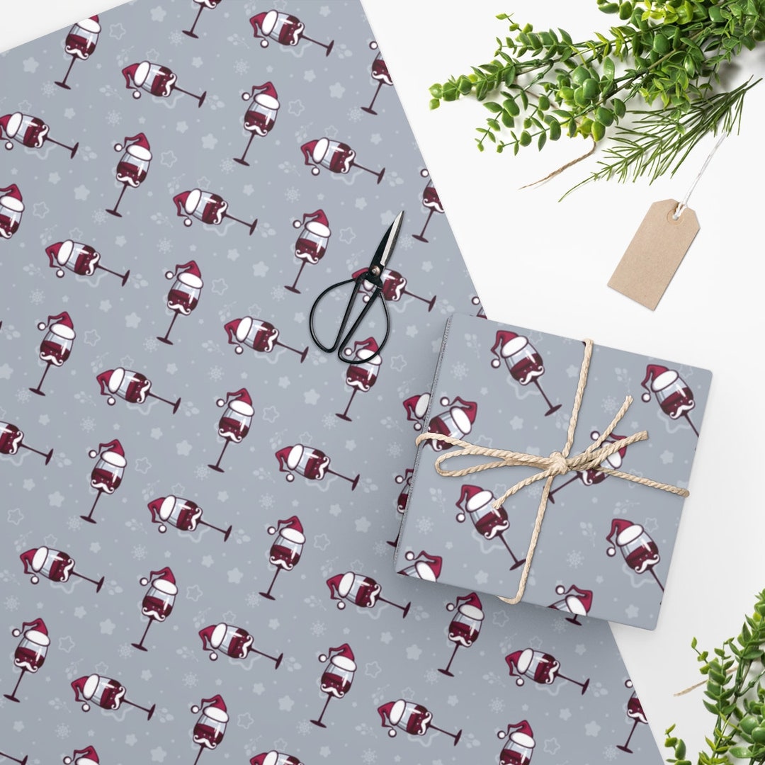 Holiday Wine Wrapping Paper Christmas Wine Gift Wrap Wine Etsy