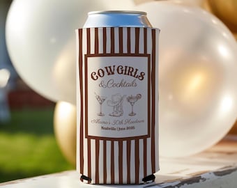 Cowgirls and Cocktails Bachelorette Can Coolers, Nashville Bachelorette Favors, Can Coolers, Last Rodeo Theme, Let's Get Rowdy