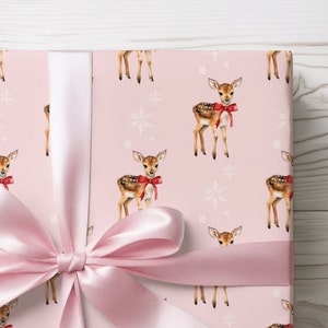 Rotolo di carta da regalo natalizio rosa vintage, confezione regalo natalizia rosa