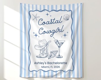 Banner Addio Al Nubilato Coastal Cowgirl – Ghirlanda Con Conchiglie E Stivali, 73''