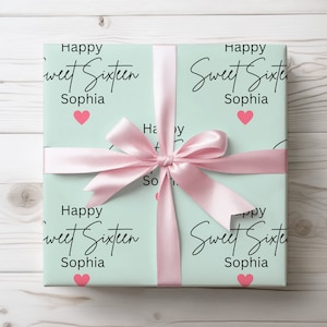 Geschenkpapier zum 16. Geburtstag Mädchen, Geschenkpapier zum 16