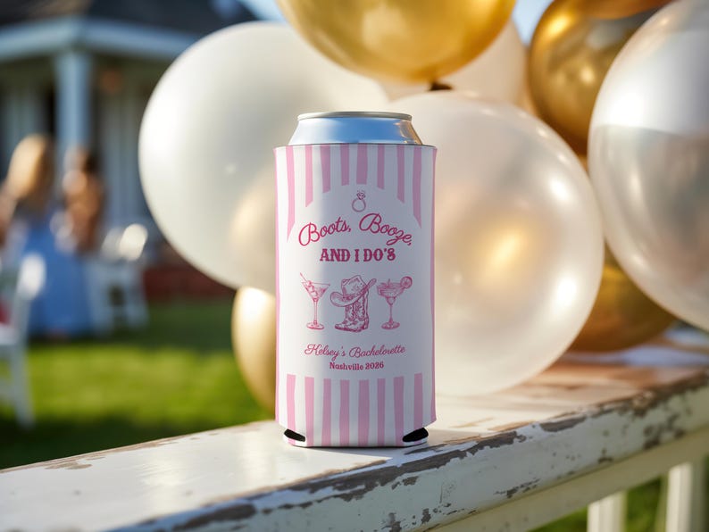 Boots Booze and I Do's Can Coolers, Cowgirl Bachelorette Party Favors, Personalized Western Can Cozies, Nashville Bach Party image 15