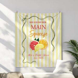 She Found Her Main Squeeze Bridal Shower Banner, Citrus Bridal Shower Decor, Lemon Bachelorette Sign, Amalfi Coast Backdrop
