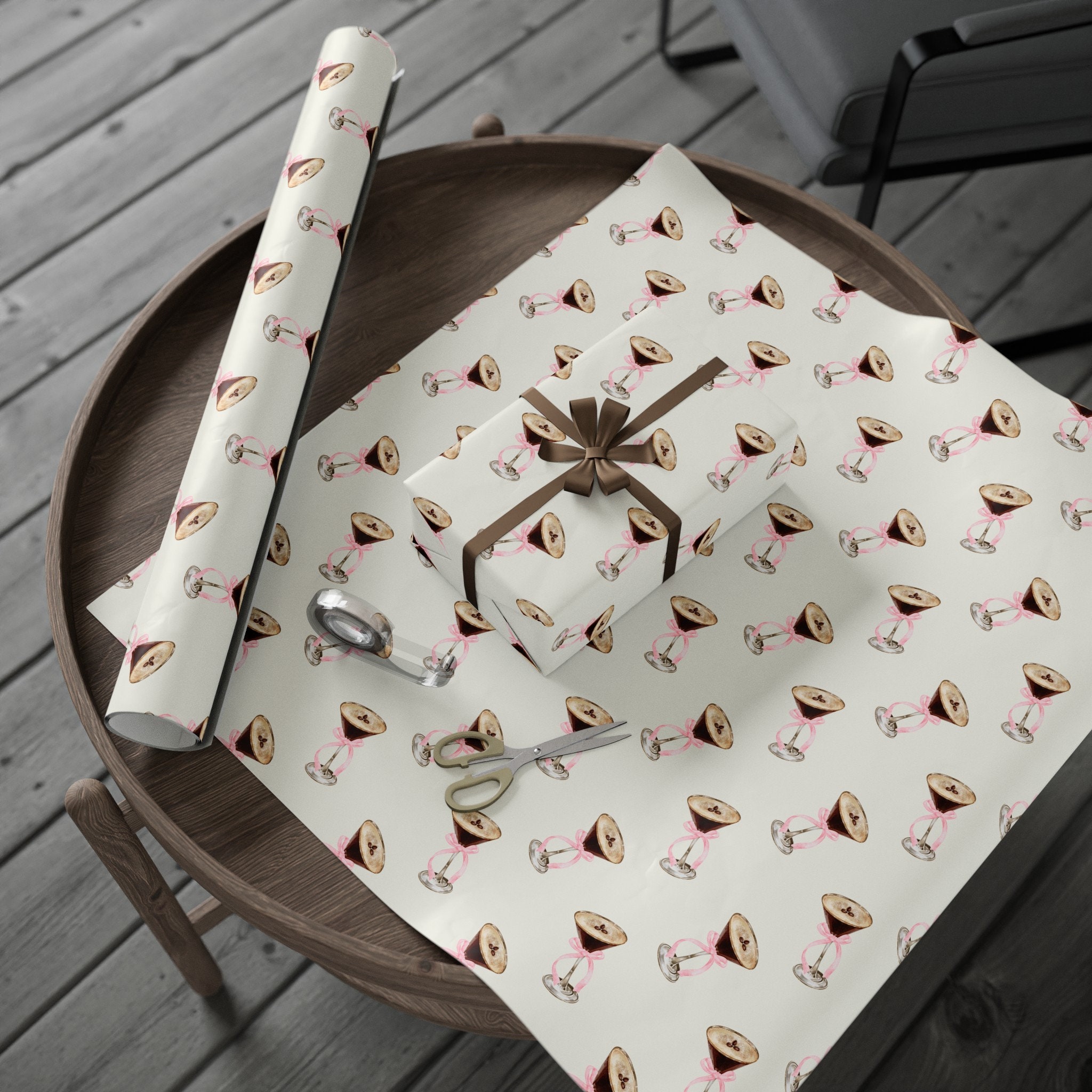 Martini Wrapping Paper Set - 12 Sheets Espresso Martini Pattern Gift Wrap 20x27 Inches