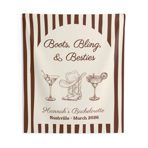 Boots Booze Besties Banner Personalized Bachelorette Party Decor Nashville Cowgirl Theme Custom Bach Sign image 5