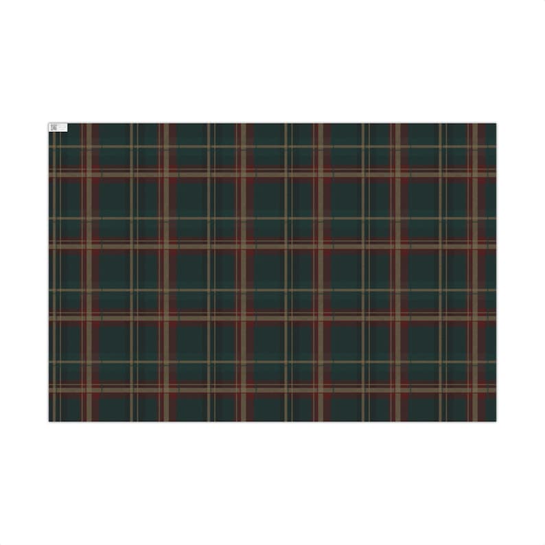 Dark Tartan Christmas Gift Wrap, Luxury Heritage Plaid Wrapping Paper, Equestrian Country Holiday Gift Wrap, Classic Preppy Christmas Decor image 5