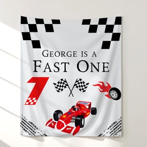 1st Birthday Banner Boy, Fast One Tapestry, Race Car Birthday Decor, Personalized Birthday Boy Decor, Race Car Birthday, Photo Backdrop