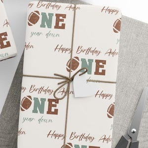 Inpakpapier First Down Verjaardag, Cadeaupapier First Year Down Gepersonaliseerde 1e verjaardag jongens afbeelding 3