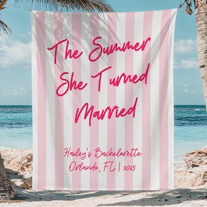 Der Sommer, den sie drehte verheiratet Bachelorette Banner, Bachelorette Dekor, benutzerdefinierte Party Dekor, Brautdusche Zeichen, Foto Hintergrund, Foto Prop