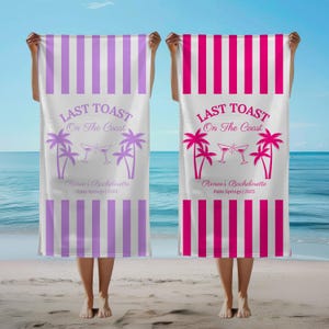 Personalized Beach Bachelorette Towel, Bachelorette Favors, Last Toast on the Coast Bachelorette Gifts, Martini Bachelorette