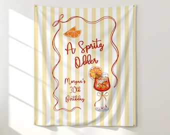 A Spritz Older Birthday Banner, Italian Lemon Citrus Party Decor, Amalfi Coast Birthday Sign, Mediterranean Party