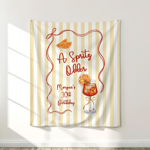 A Spritz Older Birthday Banner, Italian Lemon Citrus Party Decor, Amalfi Coast Birthday Sign, Mediterranean Party
