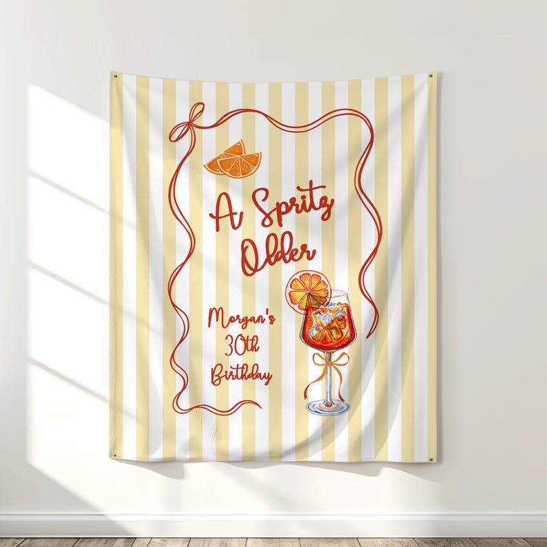 A Spritz Older Birthday Banner, Italian Lemon Citrus Party Decor, Amalfi Coast Birthday Sign, Mediterranean Party image 1