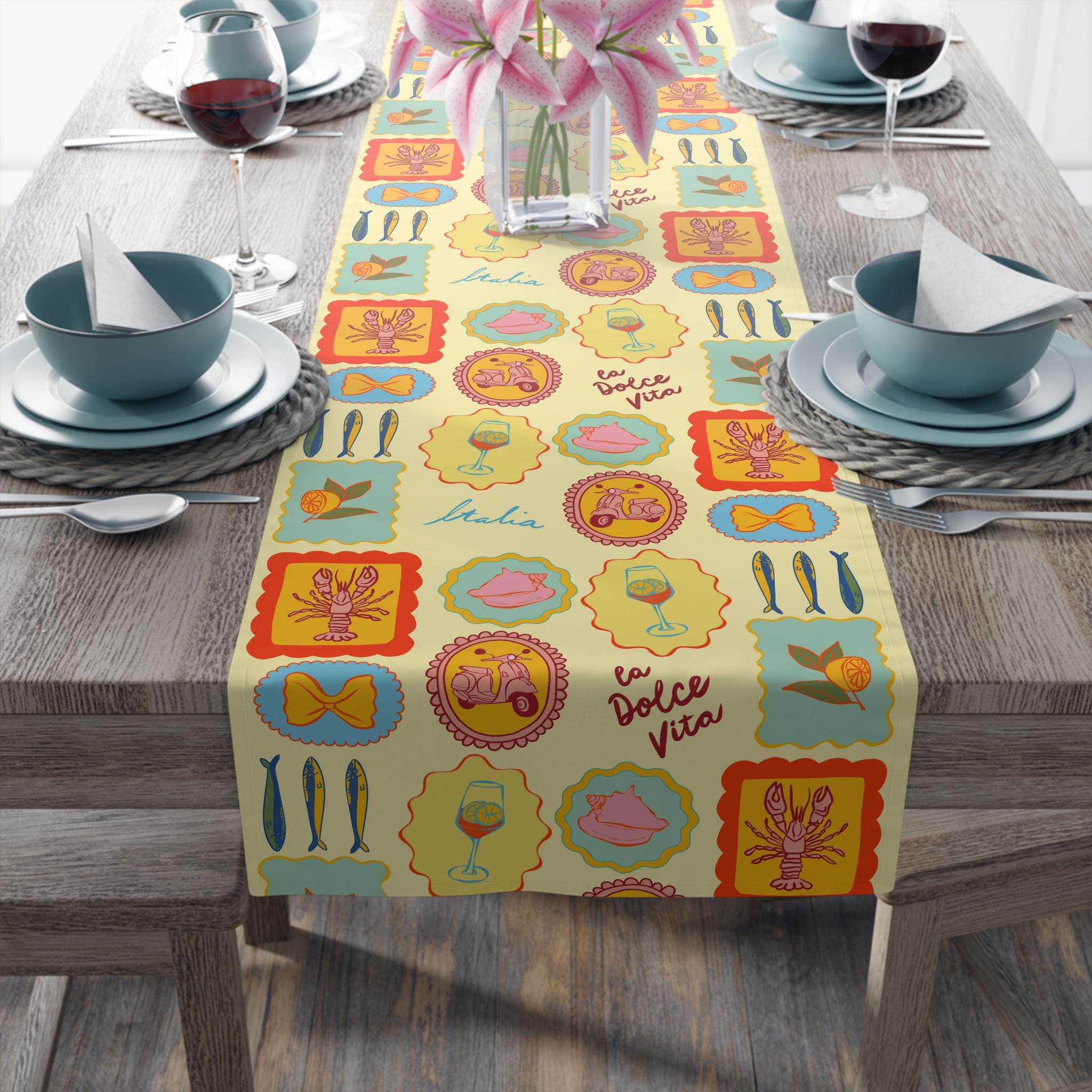 La Dolce Vita Italian Summer Table Runner, Coastal Party Decor, Birthday, Bachelorette, Bridal Shower, Dinner Party