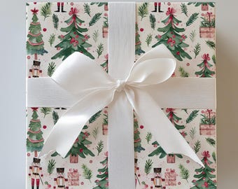 Hand Painted Nutcracker Wrapping Paper | Christmas Gift Wrap Roll | Nutcracker Ballet Holiday Paper | Festive Gift Wrap