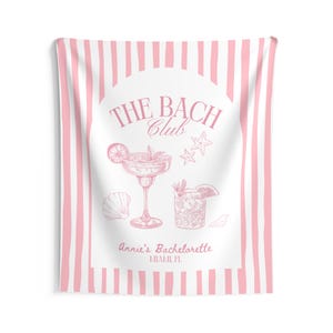 Strand Bachelorette Banner in Pink, individuelle Wandbehang, Bachelorette Party Dekoration, The Bach Club, personalisierte Bachelorette Dekorationen