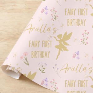 Benutzerdefinierte Fee erste Geburtstag Papierrolle, erste Geburtstagskind personalisierte Geschenkpapierrolle