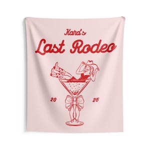 Custom Last Rodeo Bachelorette Tapestry, Coastal Cowgirl Bachelorette Banner, Vrijgezellenfeest Bord, Custom Tapestry, Martini Decoraties