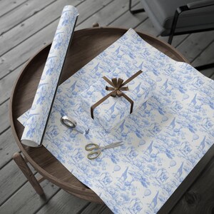 Boy Baby Shower Wrapping Paper, Safari Toile Gift Wrap, Gift for Baby, Newborn Present, Toile de Jouy image 4