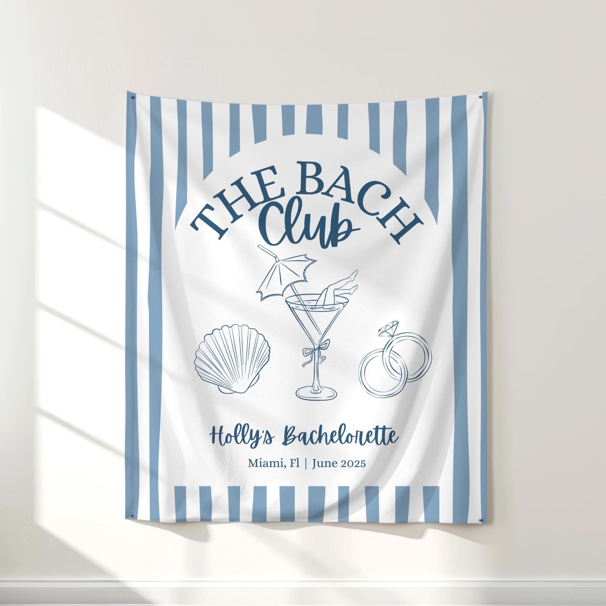 The Bach Club Banner, Coastal Bachelorette Party Sign, Custom Party Decor, Coastal Bachelorette Banner, Beach Bachelorette