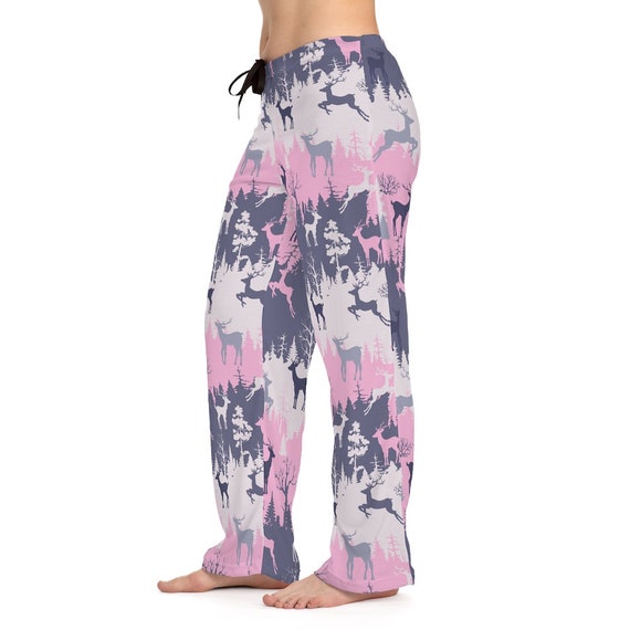 Pastel Pink Christmas Pajamas Holiday Pajamas Reindeer Etsy