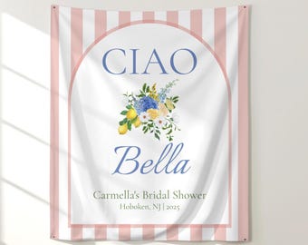 Ciao Bella Bridal Shower Sign, Amalfi Coast Bachelorette Banner, Italian Lemon Wedding Decor, La Dolce Vita Party Sign, Custom Name