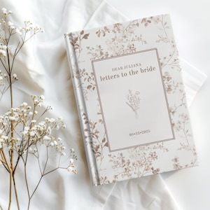 Cartas para o livro da noiva, presente de casamento personalizado, lembrança personalizada do chá de panela, livro de memórias da noiva, toile de jouy bege, flores silvestres