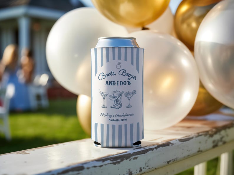 Boots Booze and I Do's Can Coolers, Cowgirl Bachelorette Party Favors, Personalized Western Can Cozies, Nashville Bach Party image 16