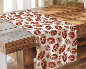 Football Table Runner, Game Day Party Decor, Watercolor Football Tablecloth, Tailgate Party Centerpiece, Fall Sports Decor
