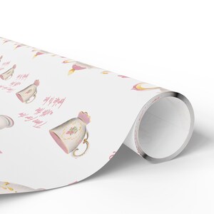 Tea Party Bridal Shower Wrapping Paper Roll, Bride to be Gift, tea with the bride to be image 4