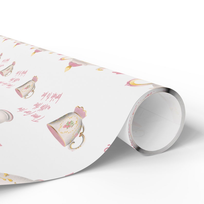 Tea Party Bridal Shower Wrapping Paper Roll, Bride to be Gift, tea with the bride to be image 4