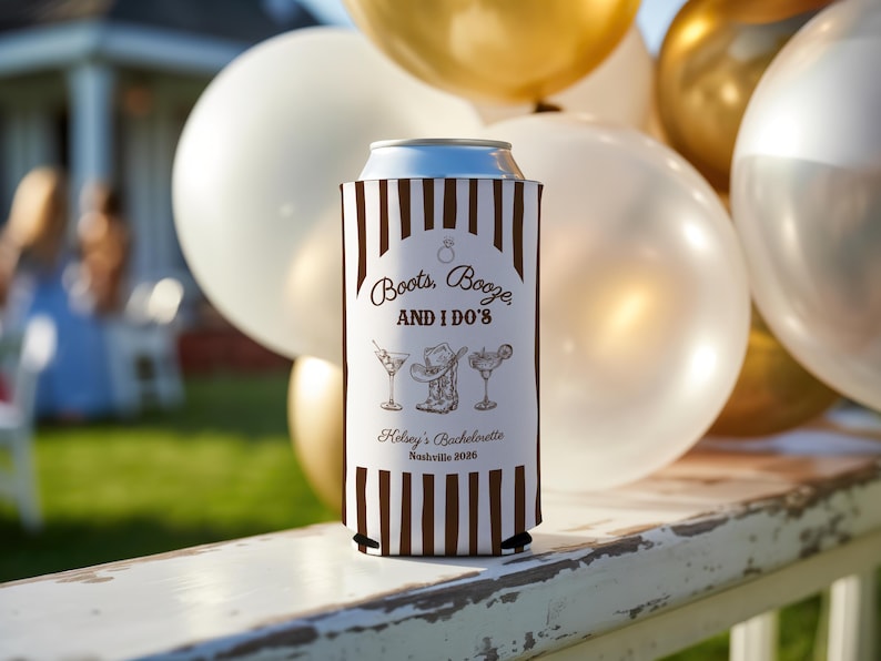 Boots Booze and I Do's Can Coolers, Cowgirl Bachelorette Party Favors, Personalized Western Can Cozies, Nashville Bach Party image 17