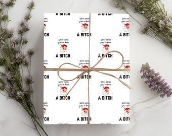 Santa Knows Wrapping Paper, Santa Knows You've Been A B*tch Gift Wrap, Funny Christmas Wrapping Paper, Inappropriate Gift Wrap, secret santa
