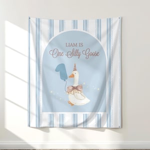 One Silly Goose Birthday Banner Boy, 1st Birthday Party Decor, Silly Goose Theme Banner, Funny First Birthday Decoration