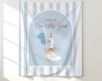 One Silly Goose Birthday Banner Boy, 1st Birthday Party Decor, Silly Goose Theme Banner, Funny First Birthday Decoration
