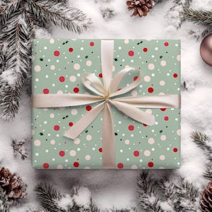 Retro Christmas Wrapping Paper | Vintage Holiday Pattern Gift Wrap | Premium Quality Xmas Gift Wrap for Retro Holiday Aesthetic