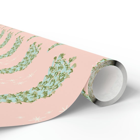 Christmas Tree Wrapping Paper Wrapping Paper Christmas, Pink