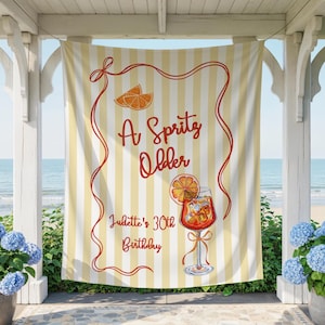 Ein Spritz ältere Geburtstagsbanner, italienisches Zitronen-Zitrus-Party-Dekor, Amalfiküste-Geburtstagsschild, mediterrane Party